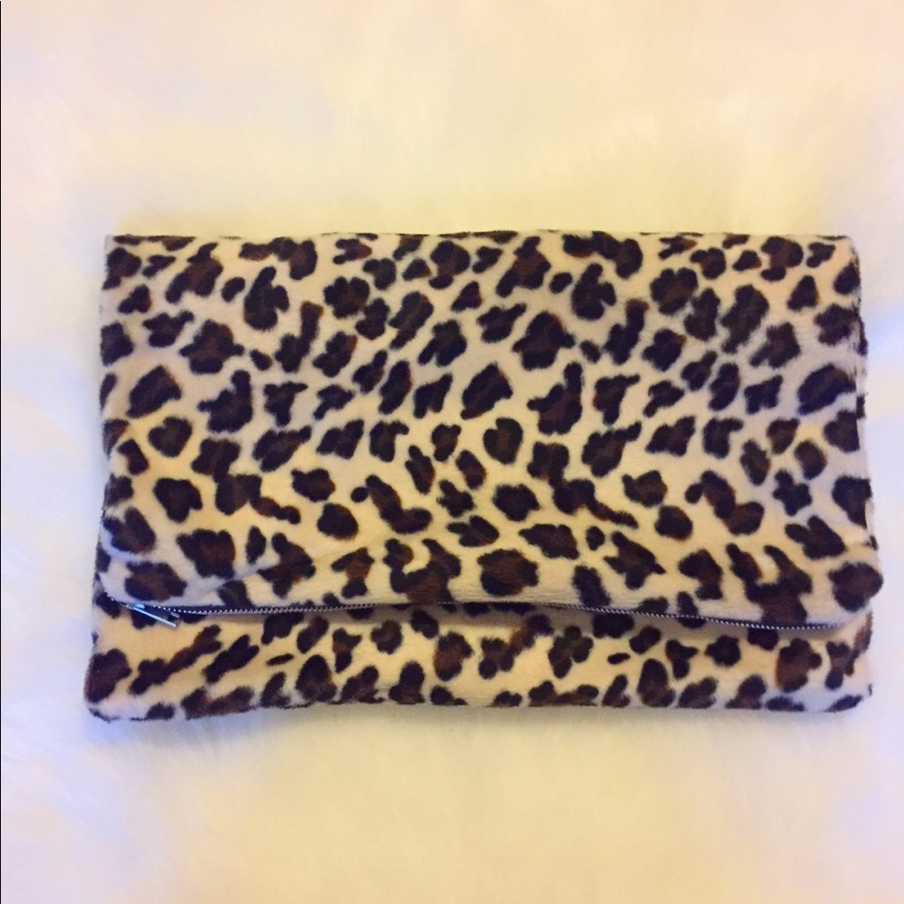 Leopard Clutch with Red Lining